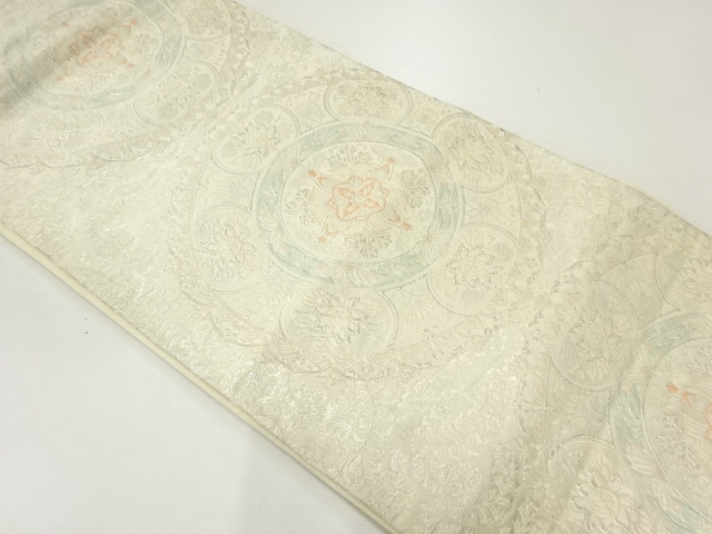 JAPANESE KIMONO / ANTIQUE FUKURO OBI / SILK / WOVEN FLOWER CREST